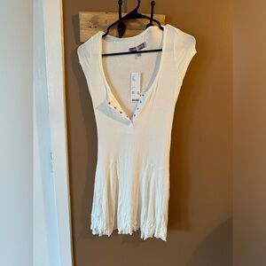White cotton casual short dress